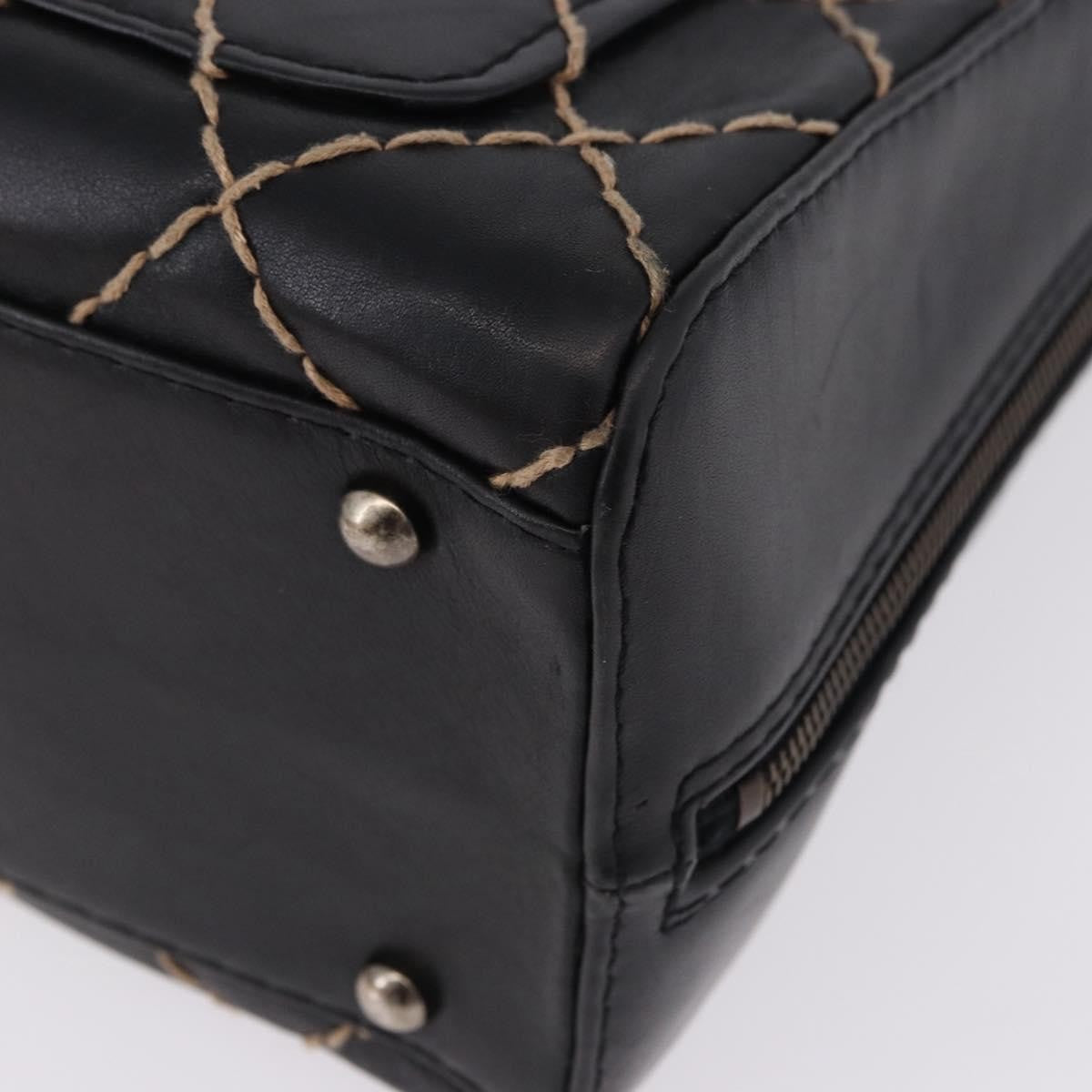 Chanel Surpique Zip Around Satchel Quilted Leather, Black, Leather, Handbag