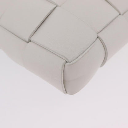 Bottega Veneta The Snap Clutch Maxi Intrecciato Leather with Wood and Metal, White, Leather, Clutch
