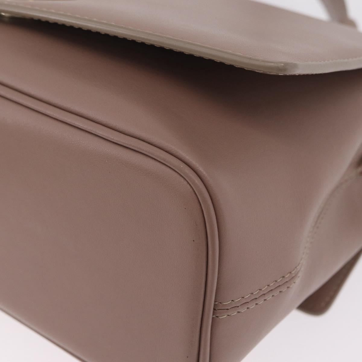 Bvlgari Signature Top Handle Leather, Beige, Leather, Handbag