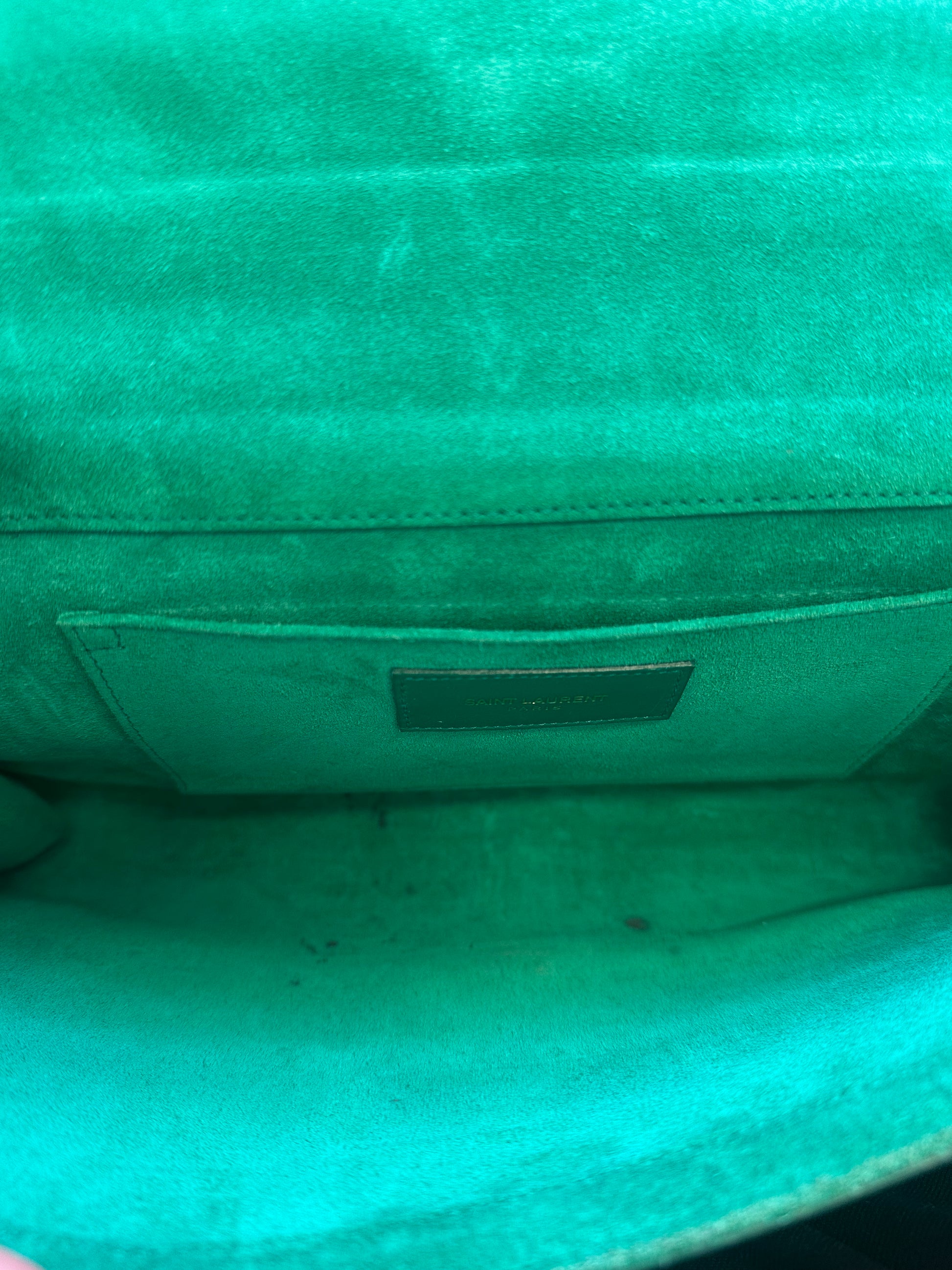 Saint Laurent Chyc Clutch Leather, Green, Leather, Clutch