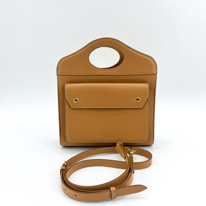 Burberry Convertible Fold Over Pocket Clutch Leather, Brown, Leather, Clutch
