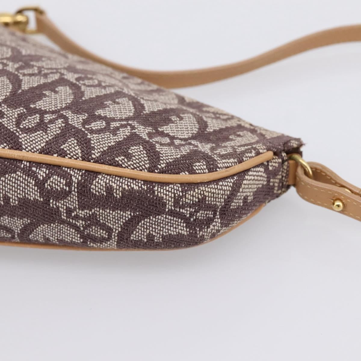 Christian Dior Vintage Saddle Bag Canvas, Brown, Canvas, Clutch