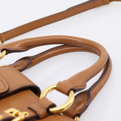 Miu Miu Madras Convertible Lock Leather, Brown, Leather, Tote Bag