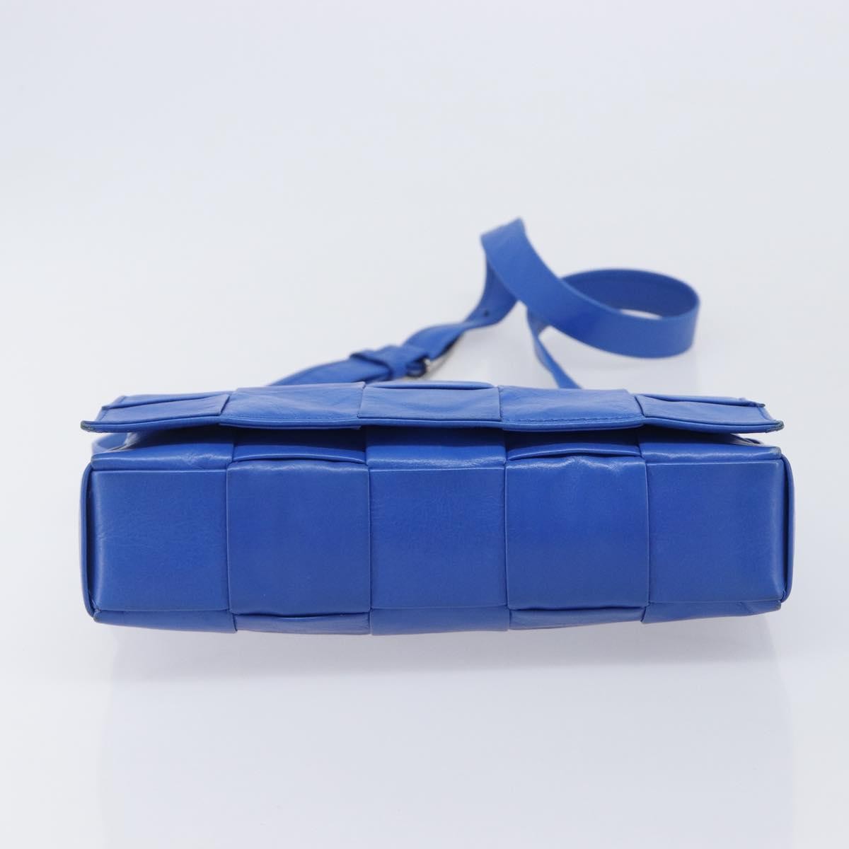 Bottega Veneta Cassette Maxi Intrecciato Leather, Blue, Leather, Crossbody Bag