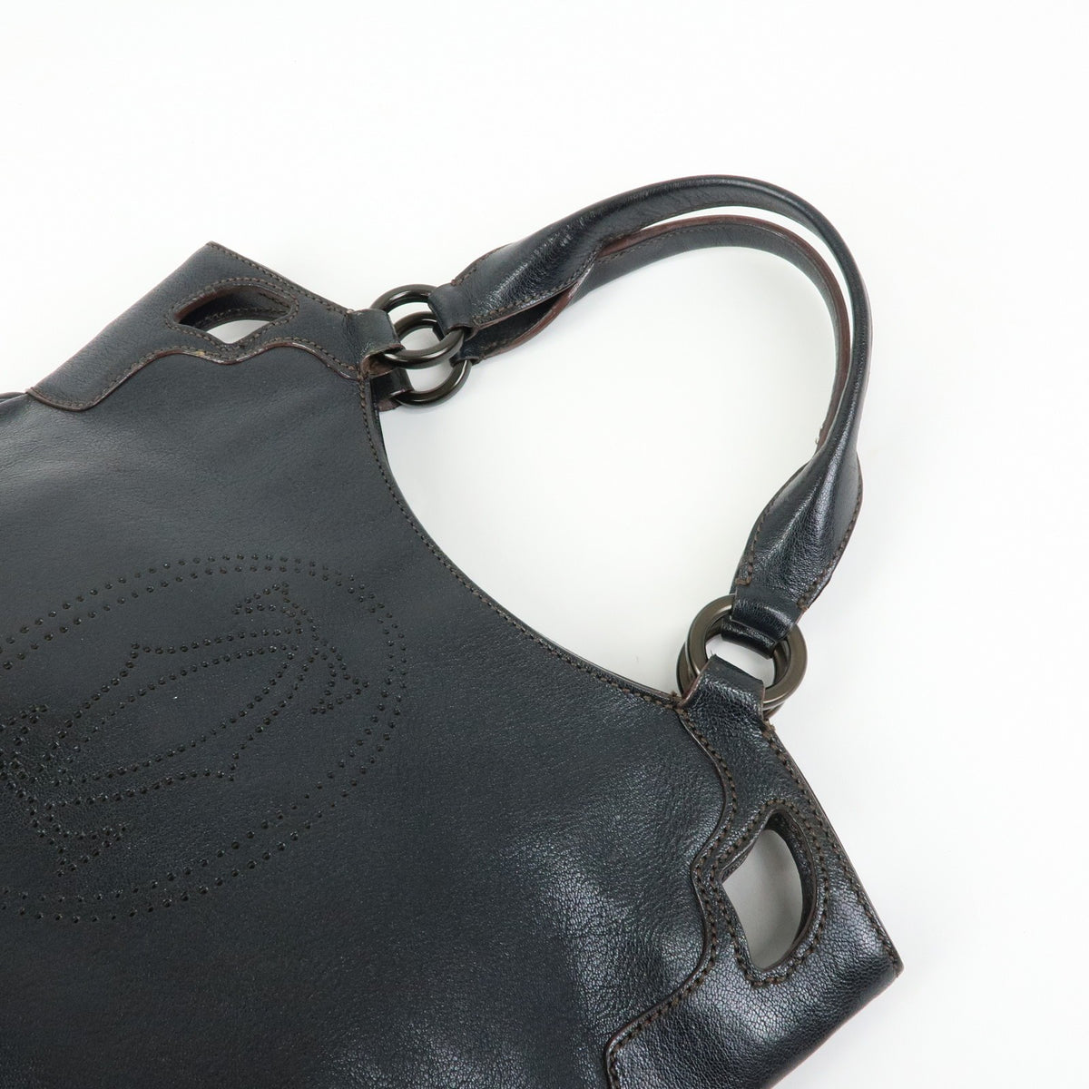 Cartier Marcello Leather, Black, Leather, Handbag