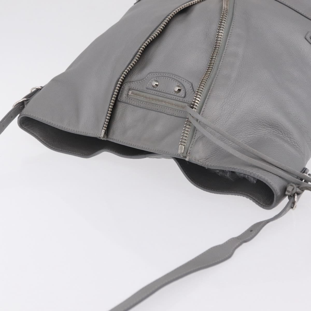 Balenciaga Papier Drop Bucket Leather, Silver, Leather, Handbag