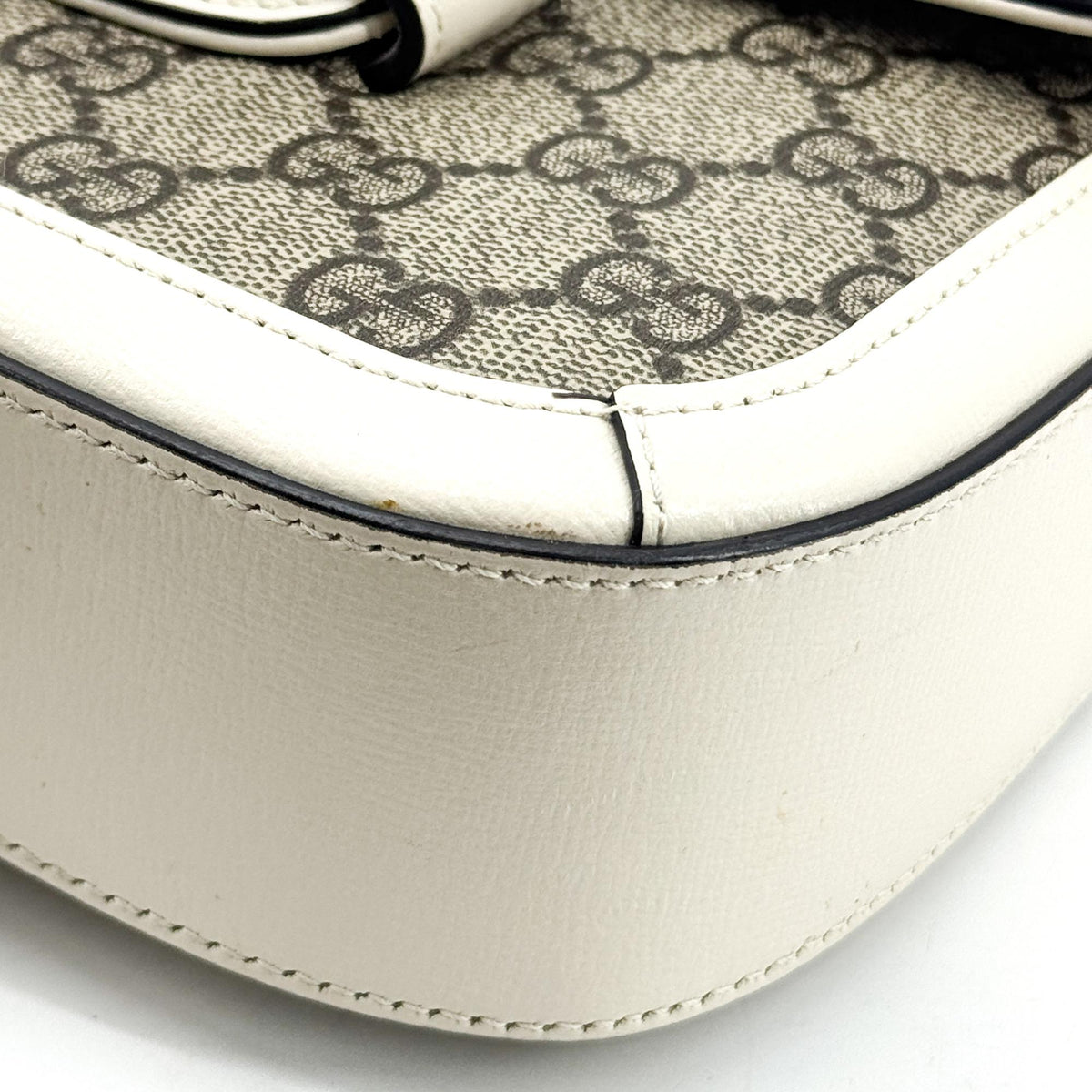 Gucci Horsebit 1955 GG Coated Canvas with Leather, White, Canvas, Shoulder Bag