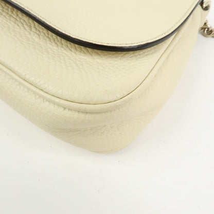 Gucci Soho Chain Leather, White, Leather, Crossbody Bag