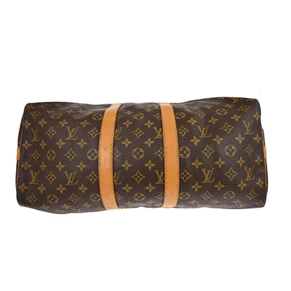 Louis Vuitton Keepall Bandoulière Monogram, Brown, Canvas, Travel Bag