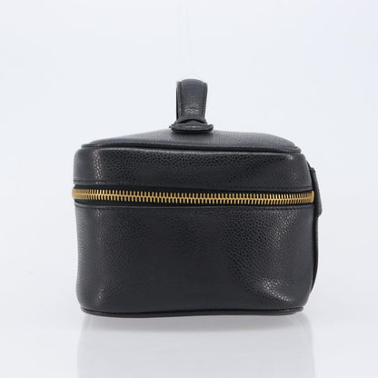 Chanel Vintage Timeless Cosmetic Case Caviar, Black, Leather, Clutch