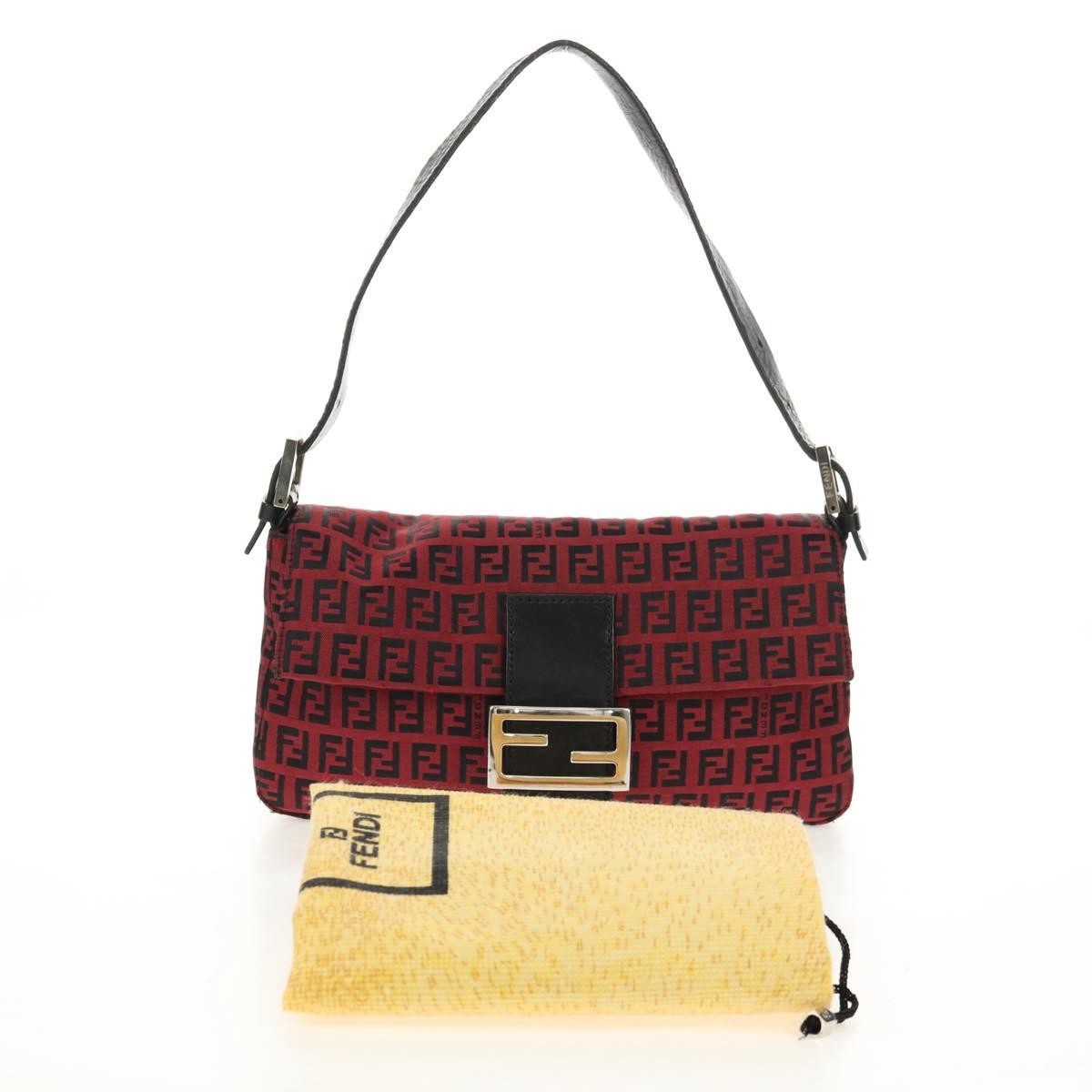 Fendi Baguette Zucchino Canvas, Red, Canvas, Handbag