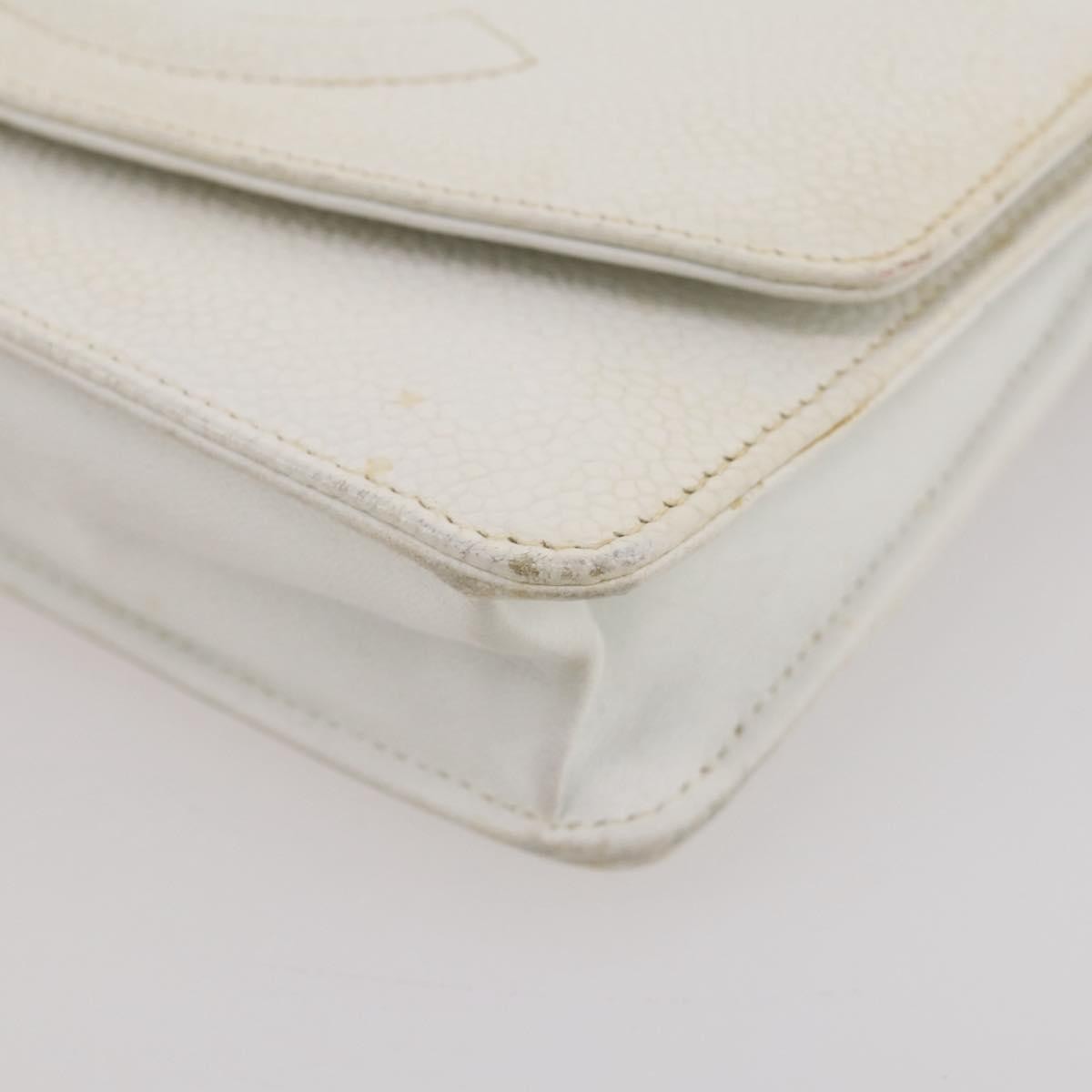Chanel Vintage Timeless Wallet on Chain Caviar, White, Leather, Crossbody Bag