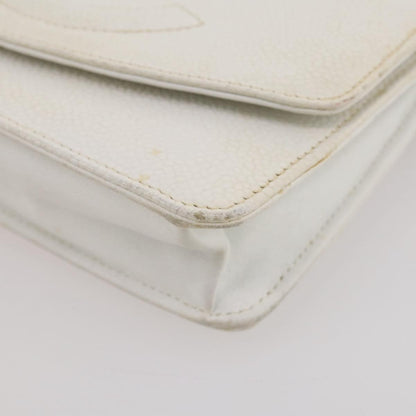 Chanel Vintage Timeless Wallet on Chain Caviar, White, Leather, Crossbody Bag