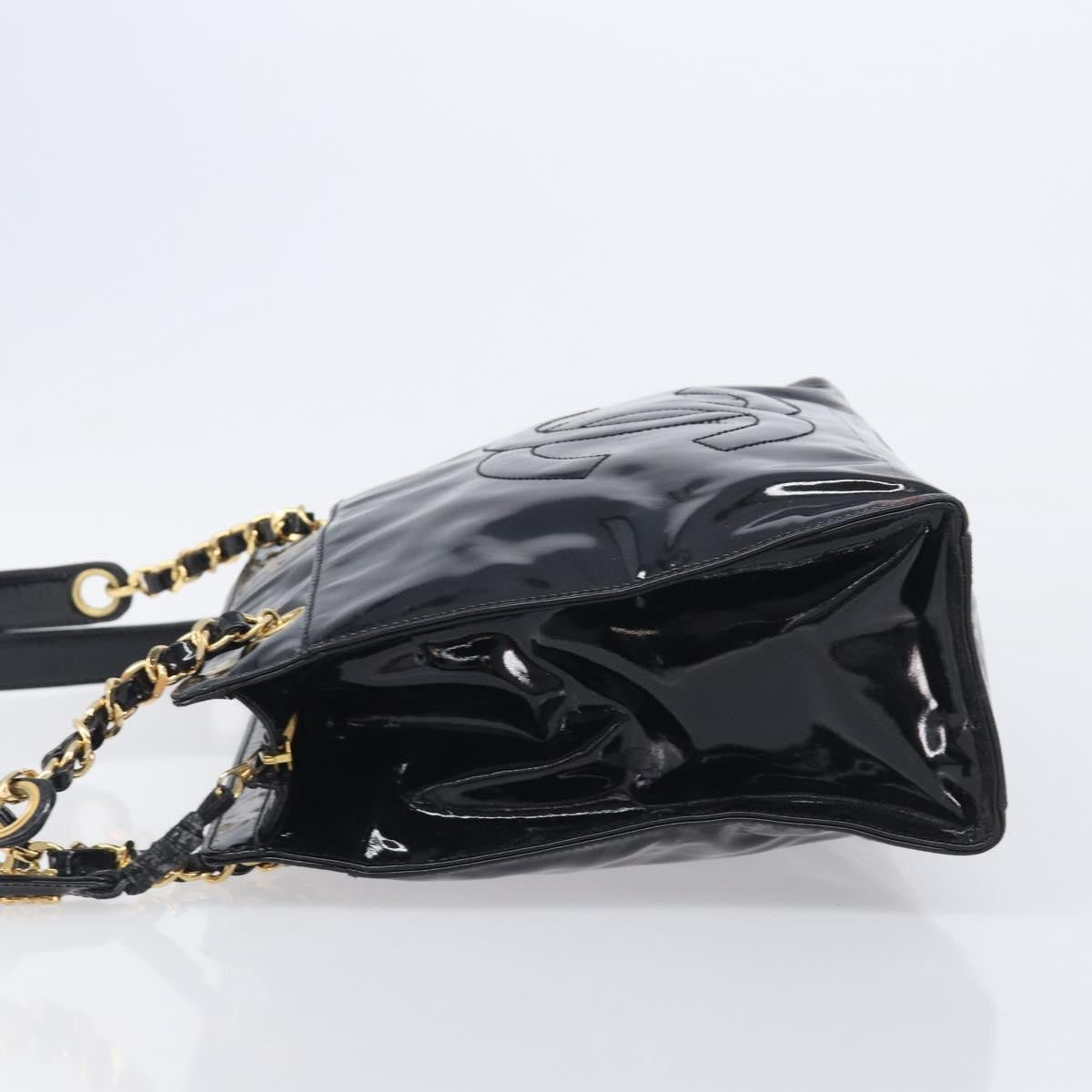 Chanel Coco Mark Patent Leather, Black, Patent Leather, Shoulder Bag