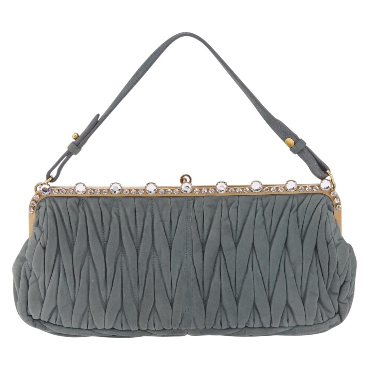 Miu Miu Matelassé Frame Clutch Matelassé Leather, Gray, Suede, Clutch