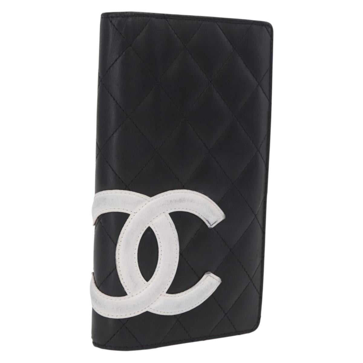 Chanel Cambon Bifold Quilted Calfskin, Black, Leather, Wallet