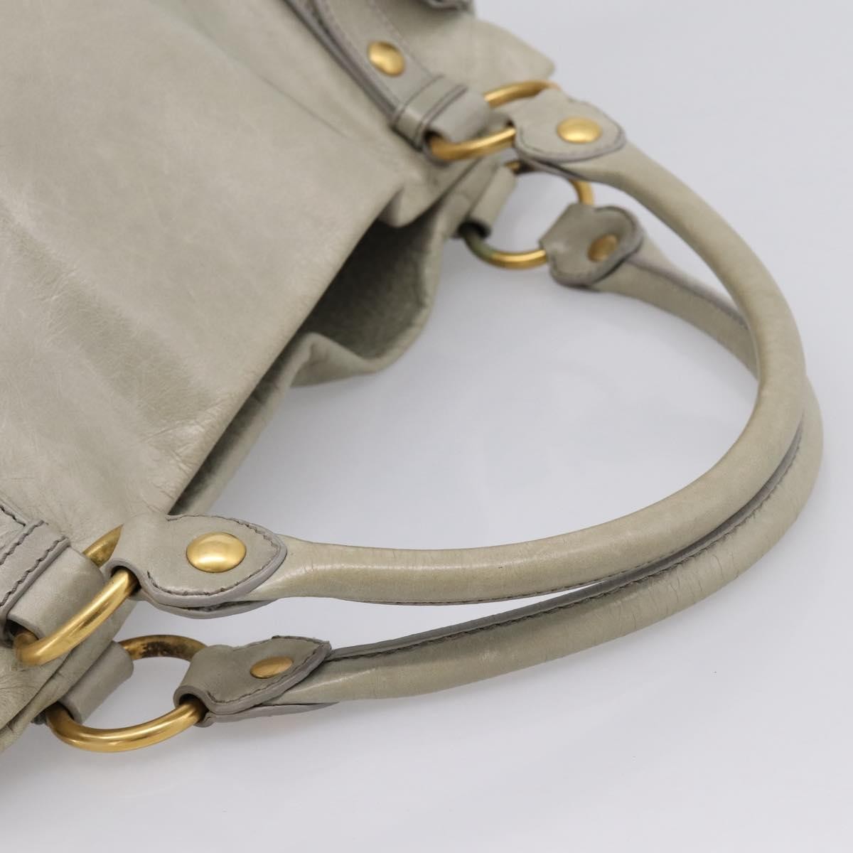Miu Miu Bow Satchel Cervo Leather, Gray, Leather, Handbag