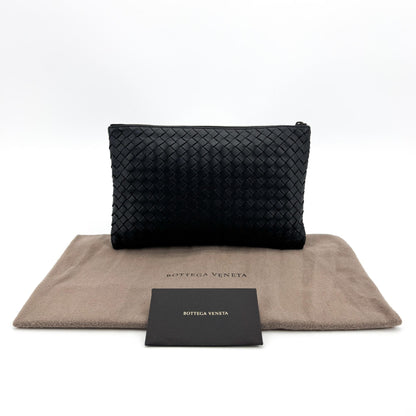 Bottega Veneta Handle Intrecciato Nappa, Black, Leather, Clutch