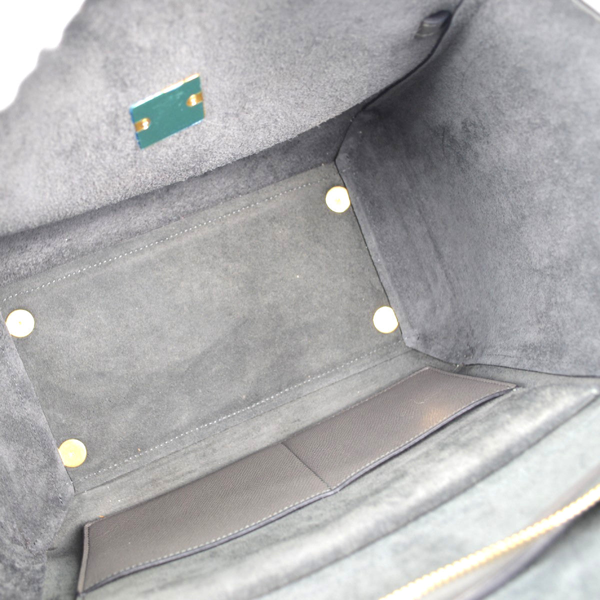 Celine Belt Textured Leather, Gray, Leather, Handbag