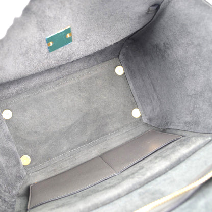 Celine Belt Textured Leather, Gray, Leather, Handbag