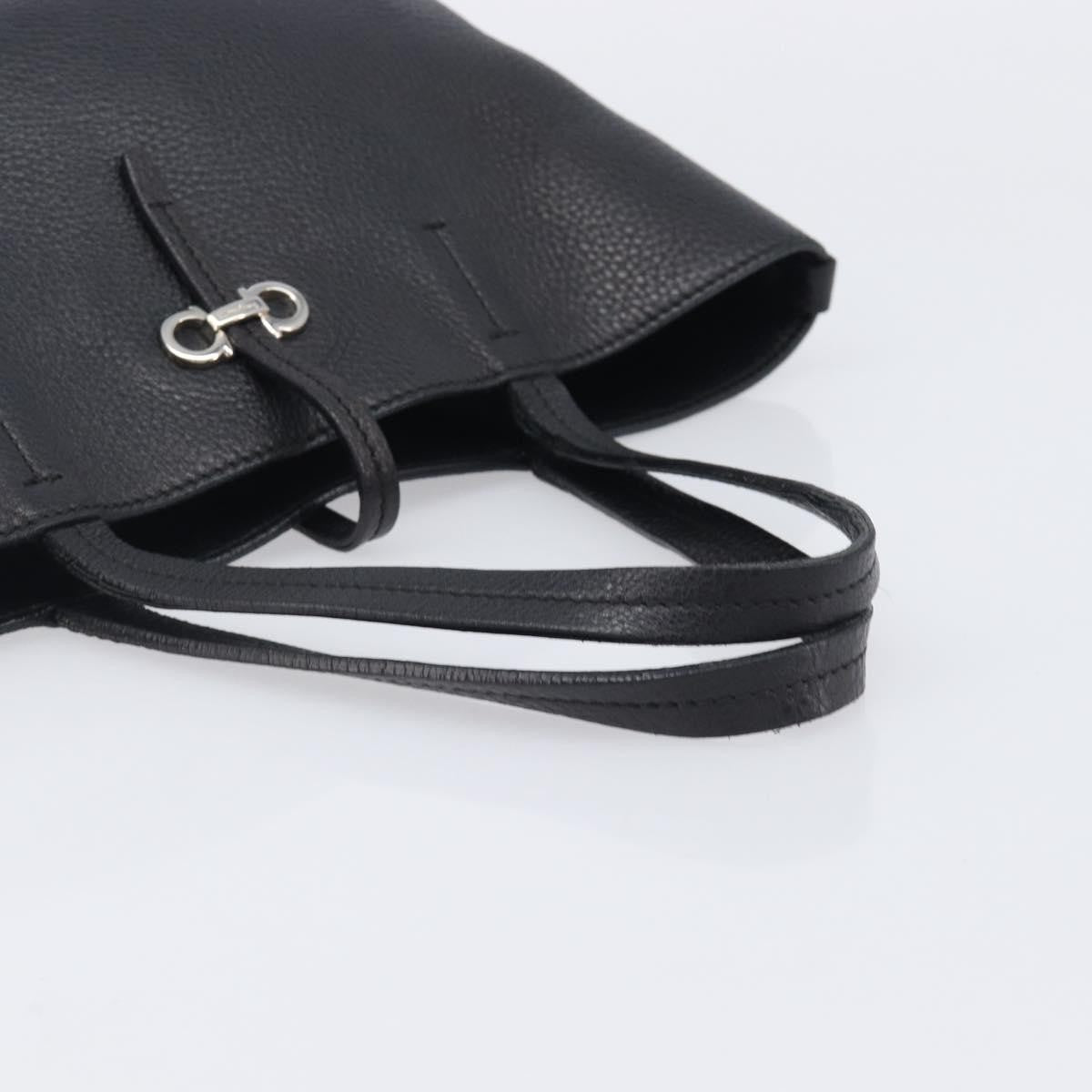 Salvatore Ferragamo Gancini Leather, Black, Leather, Handbag