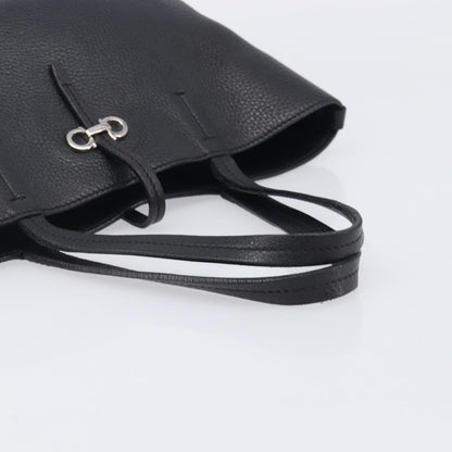 Salvatore Ferragamo Gancini Leather, Black, Leather, Handbag