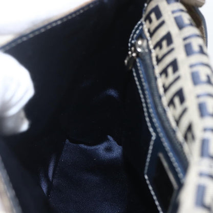 Fendi Zucchino Canvas Mamma Baguette canvas, NAVY, CANVAS, Handbag