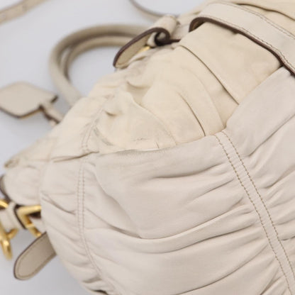 Prada Gaufre Convertible Satchel Nappa Leather, Beige, Leather, Handbag