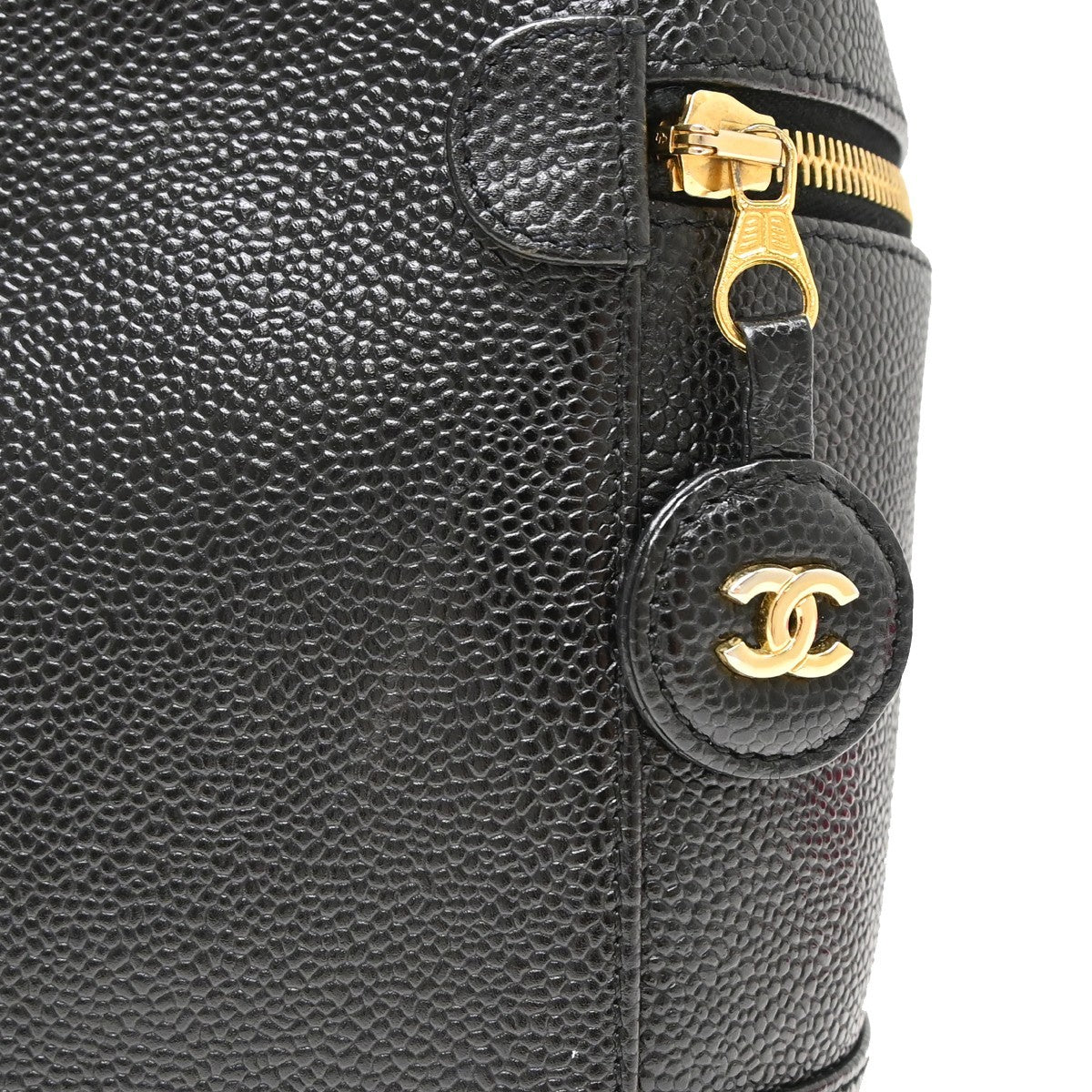 Chanel Vintage Timeless Cosmetic Case Caviar, Black, Leather, Handbag