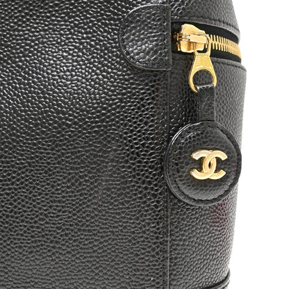 Chanel Vintage Timeless Cosmetic Case Caviar, Black, Leather, Handbag