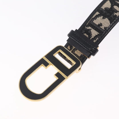 Christian Dior D Buckle Belt Canvas and Leather, Navy, Canvas, Belt