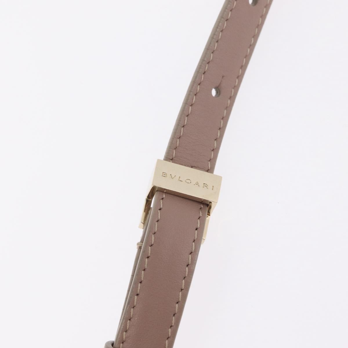 Bvlgari Signature Top Handle Leather, Beige, Leather, Handbag