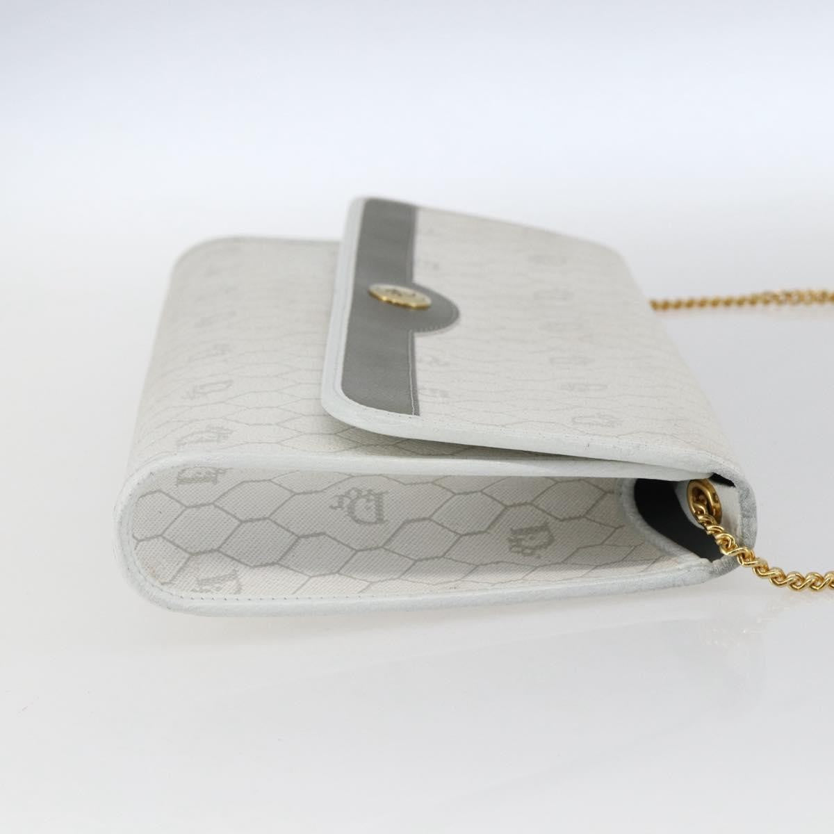 Christian Dior Vintage Honeycomb Canvas, White, Canvas, Shoulder Bag