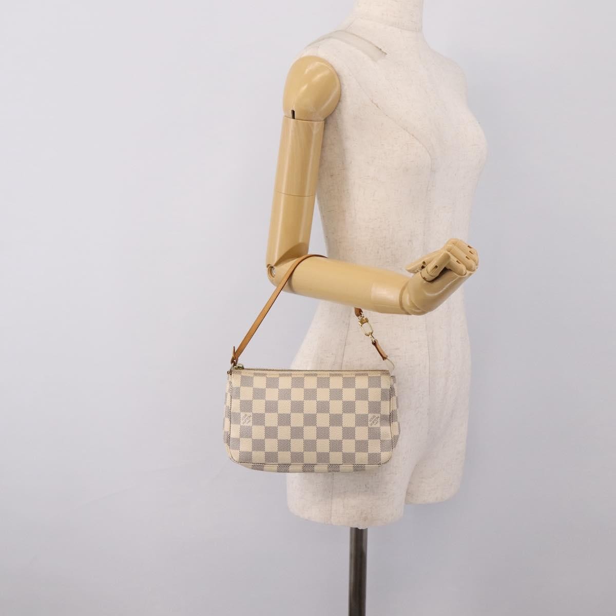 Louis Vuitton Pochette Accessoires NM Damier, White, Canvas, Clutch