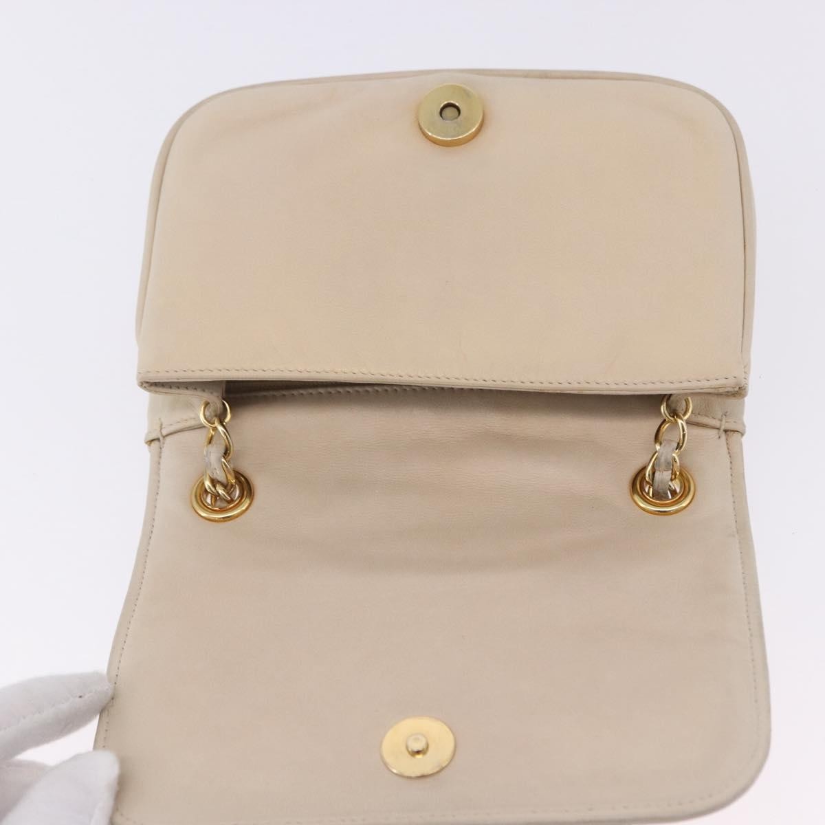 Chanel Vintage CC Stitch Flap Leather, Beige, Leather, Shoulder Bag