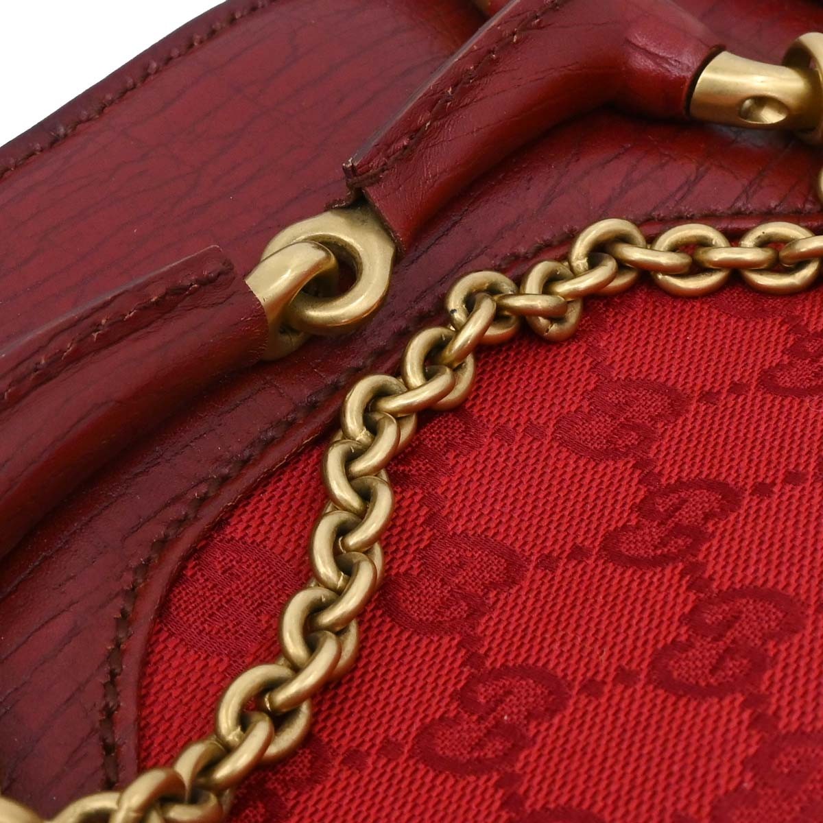 Gucci Horsebit Bracket GG Canvas, Red, Canvas, Tote Bag