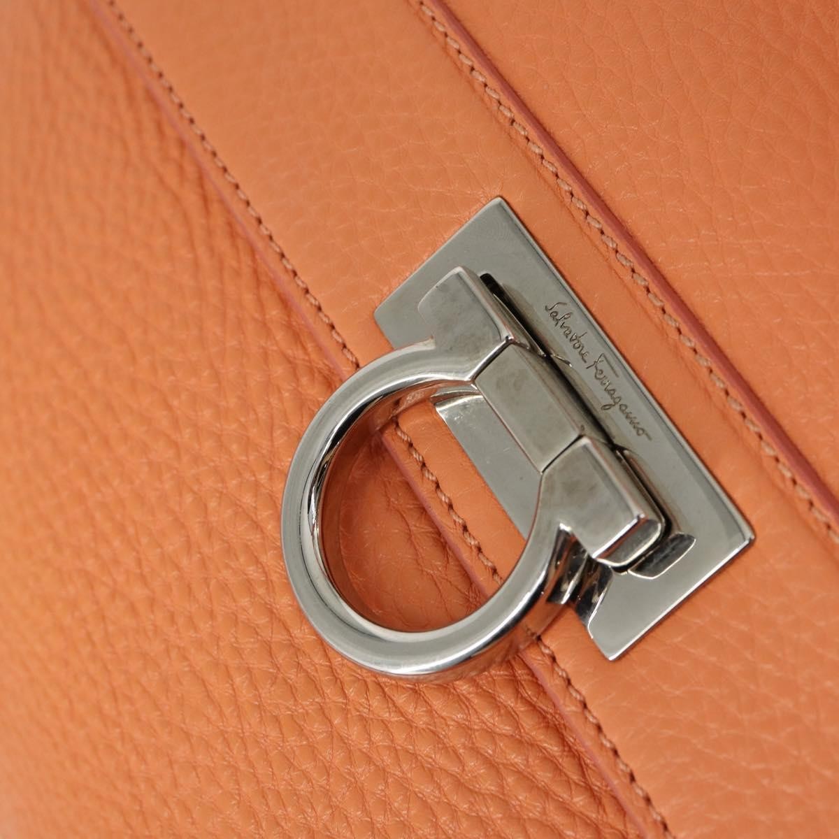 Salvatore Ferragamo Sofia Satchel Grainy Leather, Orange, Leather, Handbag