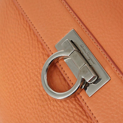 Salvatore Ferragamo Sofia Satchel Grainy Leather, Orange, Leather, Handbag
