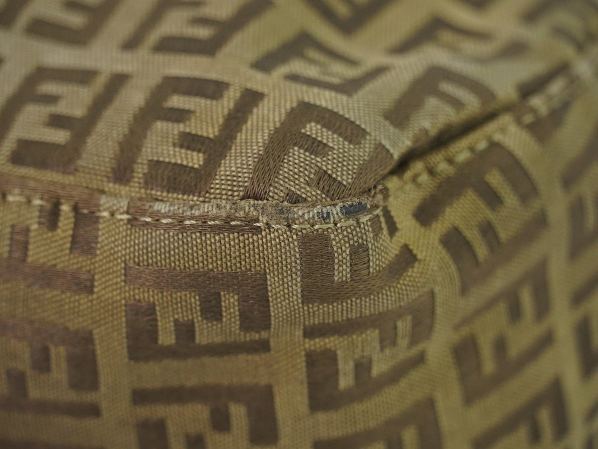 Fendi Zucchino Canvas Mamma Baguette Canvas, Brown, Canvas, Shoulder Bag
