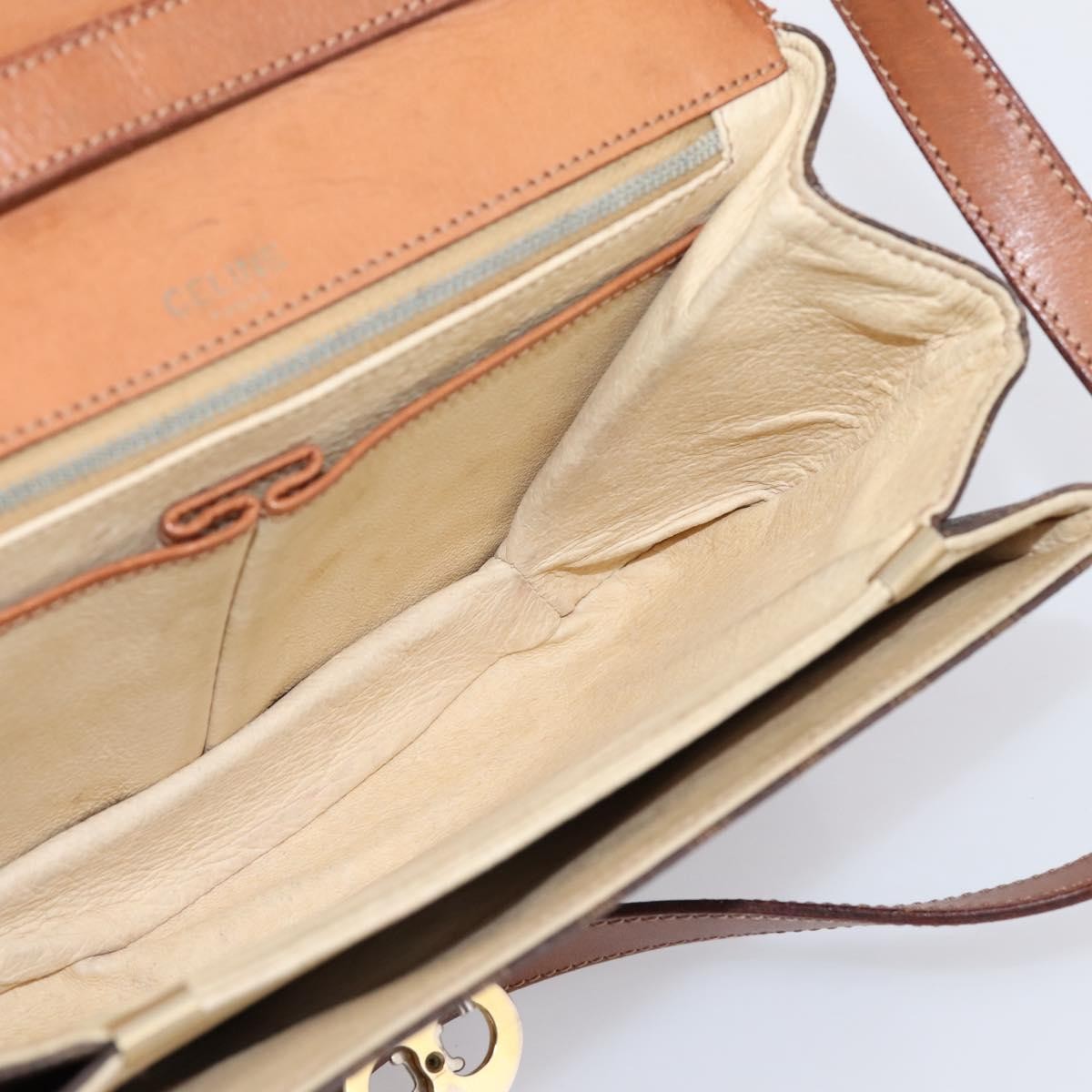 Celine Vintage Macadam Canvas and Leather, Brown, PVC, Shoulder Bag
