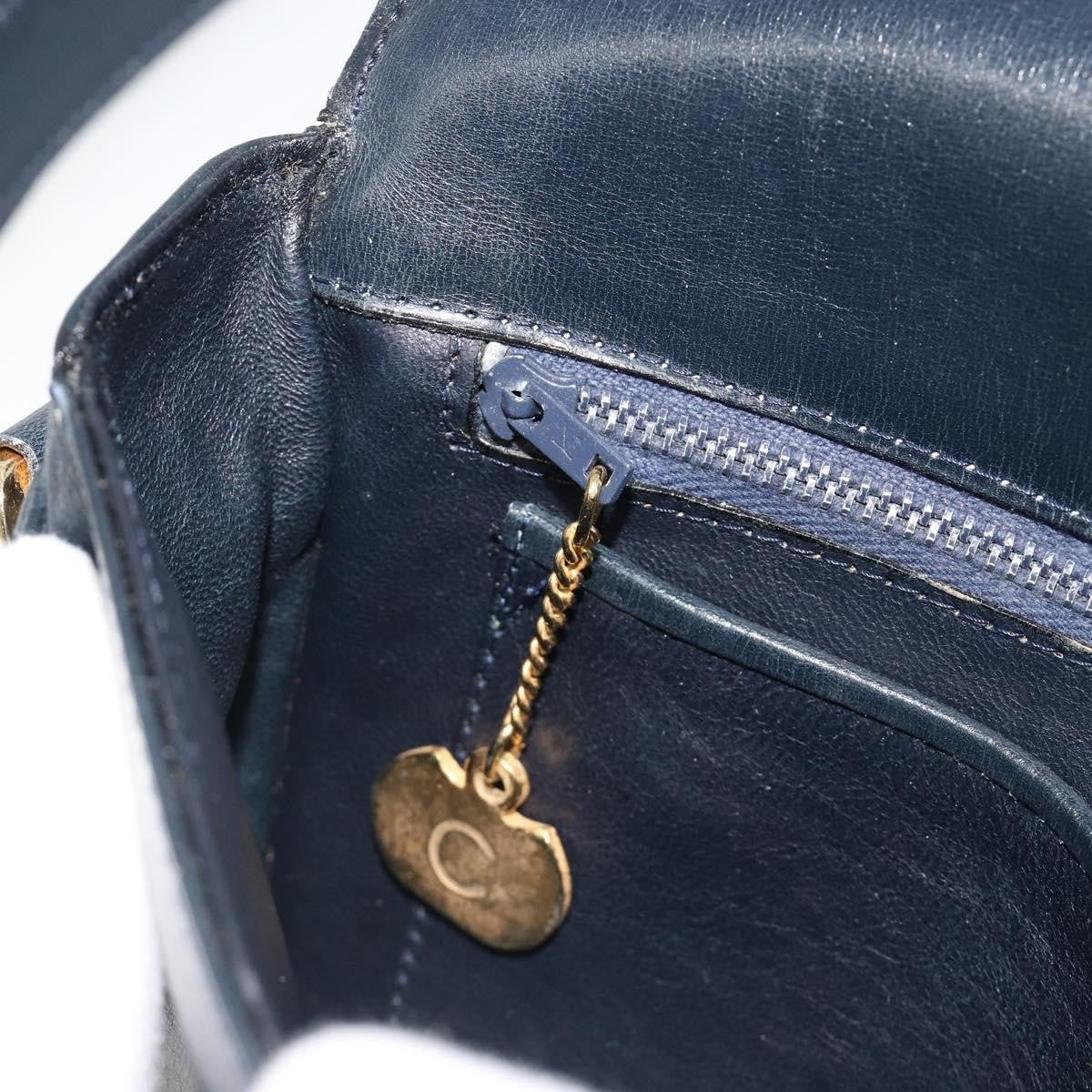 Celine Shoulder Leather, Navy, Leather, Shoulder Bag