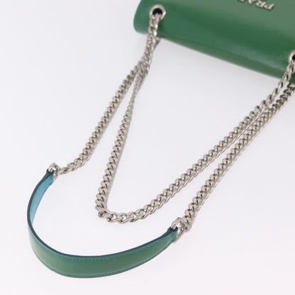 Prada Sound Chain Saffiano Leather, Green, Leather, Shoulder Bag