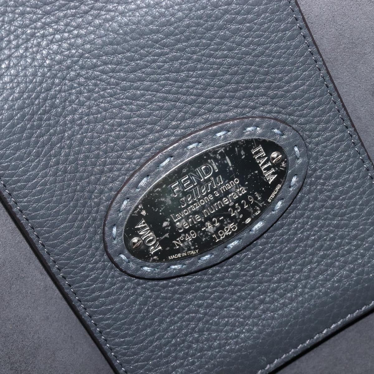 Fendi Selleria Carla Leather, Blue, Leather, Tote Bag
