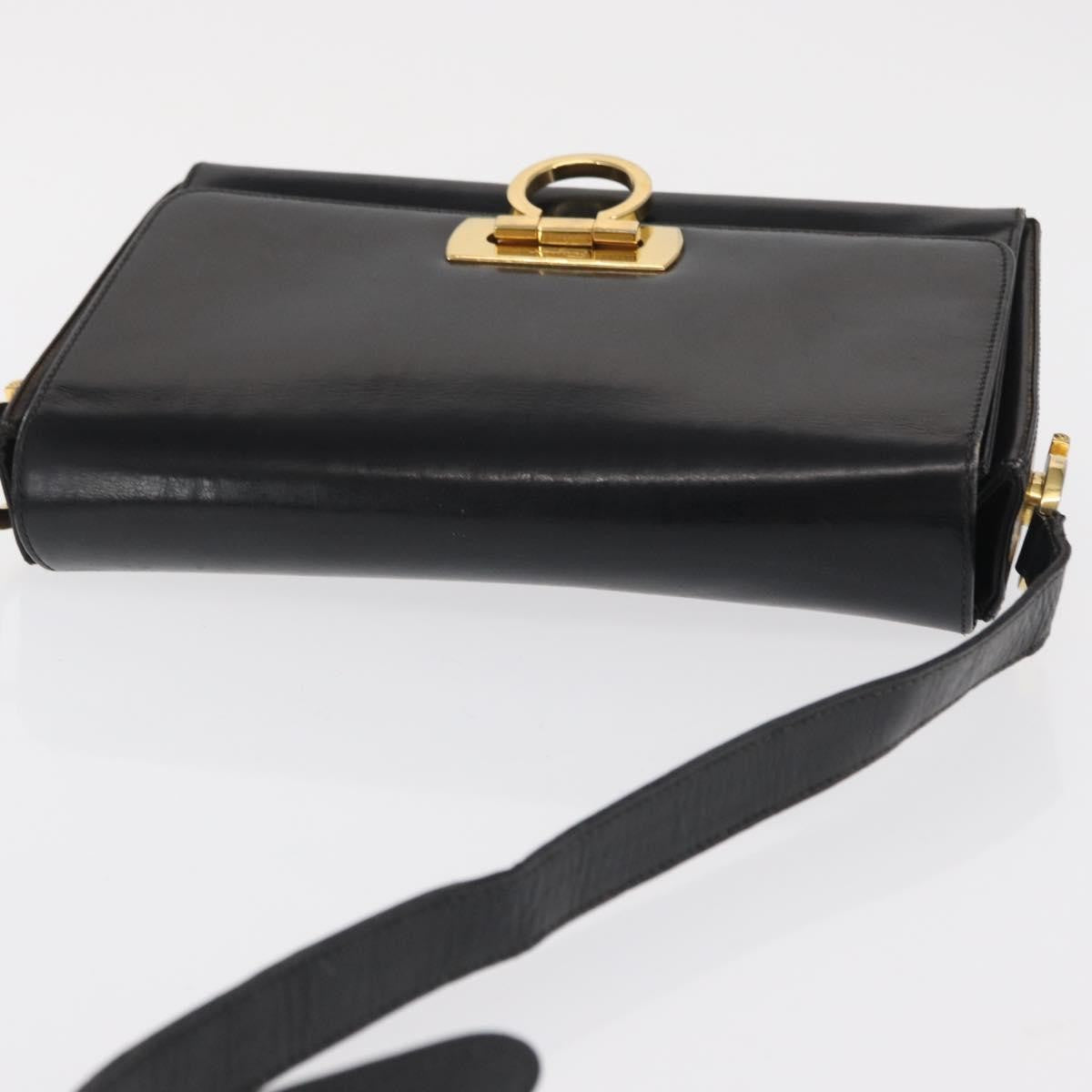 Salvatore Ferragamo Vintage Gancini Flap Leather, Black, Leather, Shoulder Bag