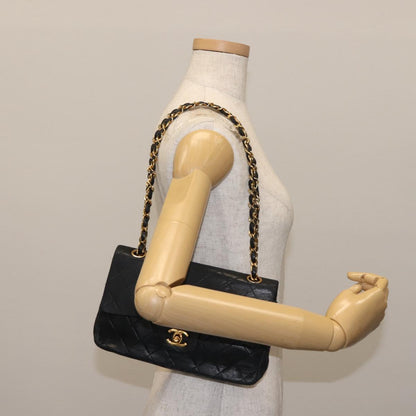 Chanel Vintage Square Classic Double Flap Bag Quilted Leather, BLACK, LEATHER, Shoulder bag
