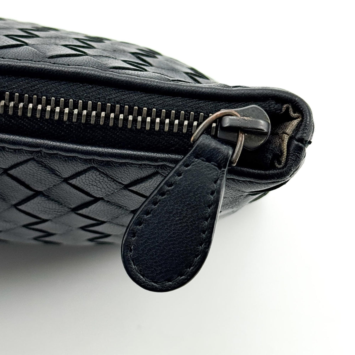 Bottega Veneta Handle Intrecciato Nappa, Black, Leather, Clutch