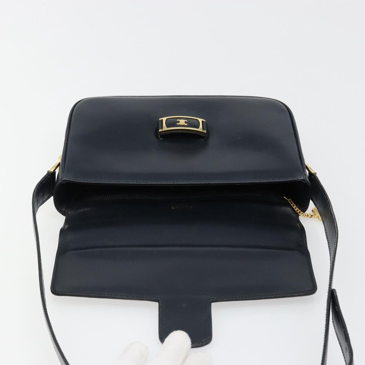 Celine Shoulder Leather, Navy, Leather, Shoulder Bag