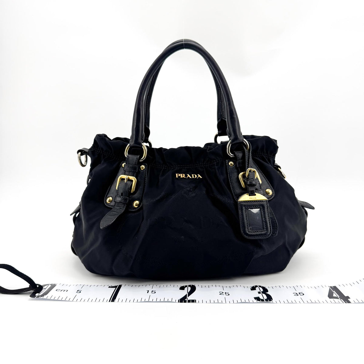 Prada Gaufre Nappa Leather, Black, Nylon, Tote Bag