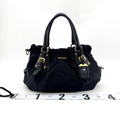 Prada Gaufre Nappa Leather, Black, Nylon, Tote Bag