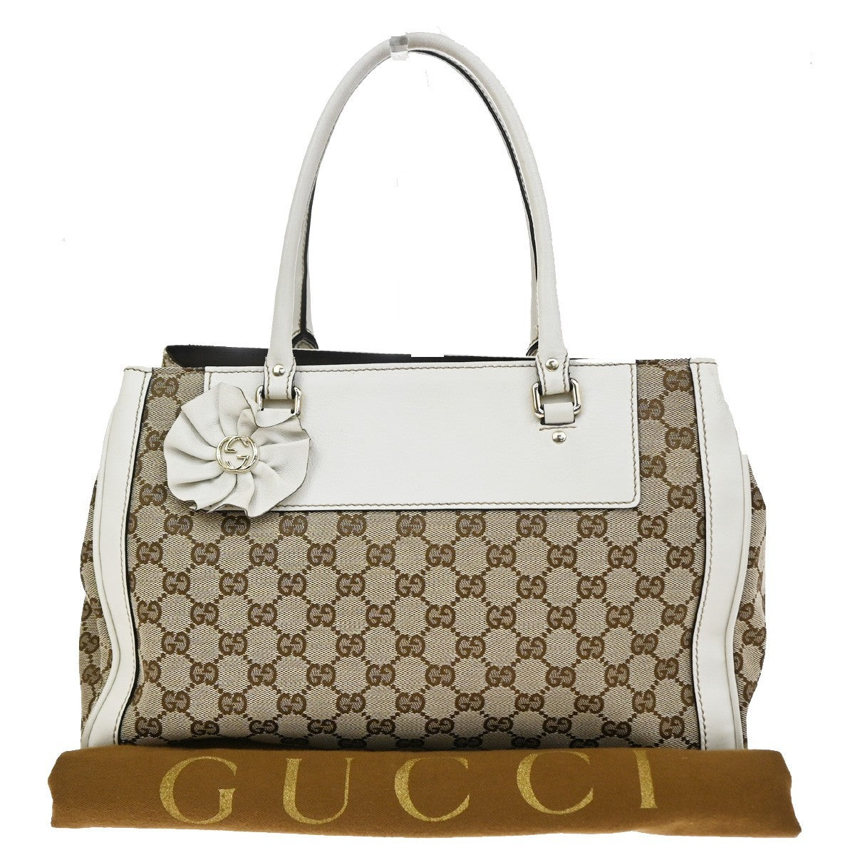 Gucci Trophy GG Canvas with Leather, Brown, Canvas, Tote Bag